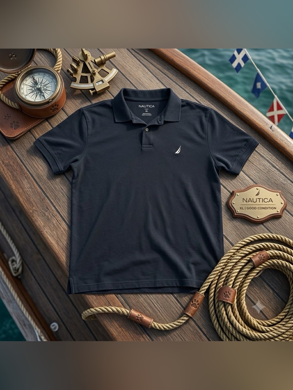 Nautica Men's Polo Shirt - Dark Navy with White Logo